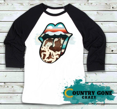 HT1237 • Cow Print Tongue-Country Gone Crazy-Country Gone Crazy