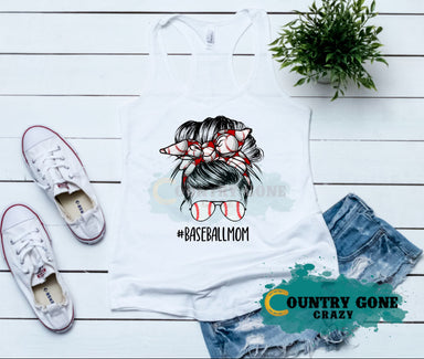 HT1680 • Baseball Mom Messy Bun-Country Gone Crazy-Country Gone Crazy
