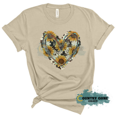 HT1755 • Cow & Sunflower Heart-Country Gone Crazy-Country Gone Crazy