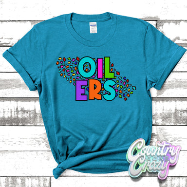 Oilers Colorful Leopard T-Shirt-Country Gone Crazy-Country Gone Crazy