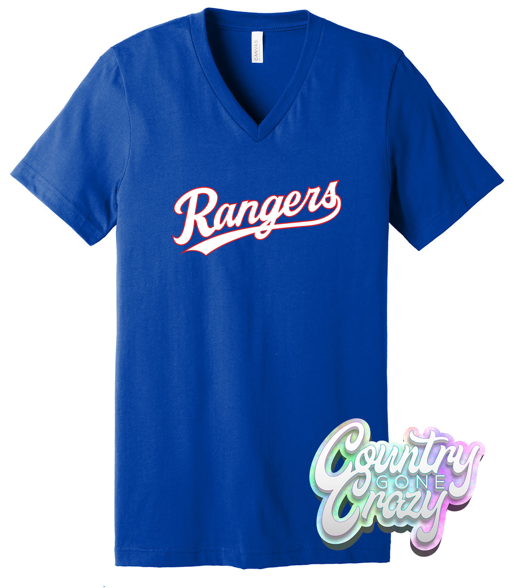 Texas Rangers Bella Canvas V-Neck-Bella + Canvas-Country Gone Crazy