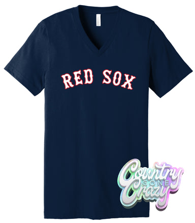 Boston Red Sox Bella Canvas V-Neck-Bella + Canvas-Country Gone Crazy