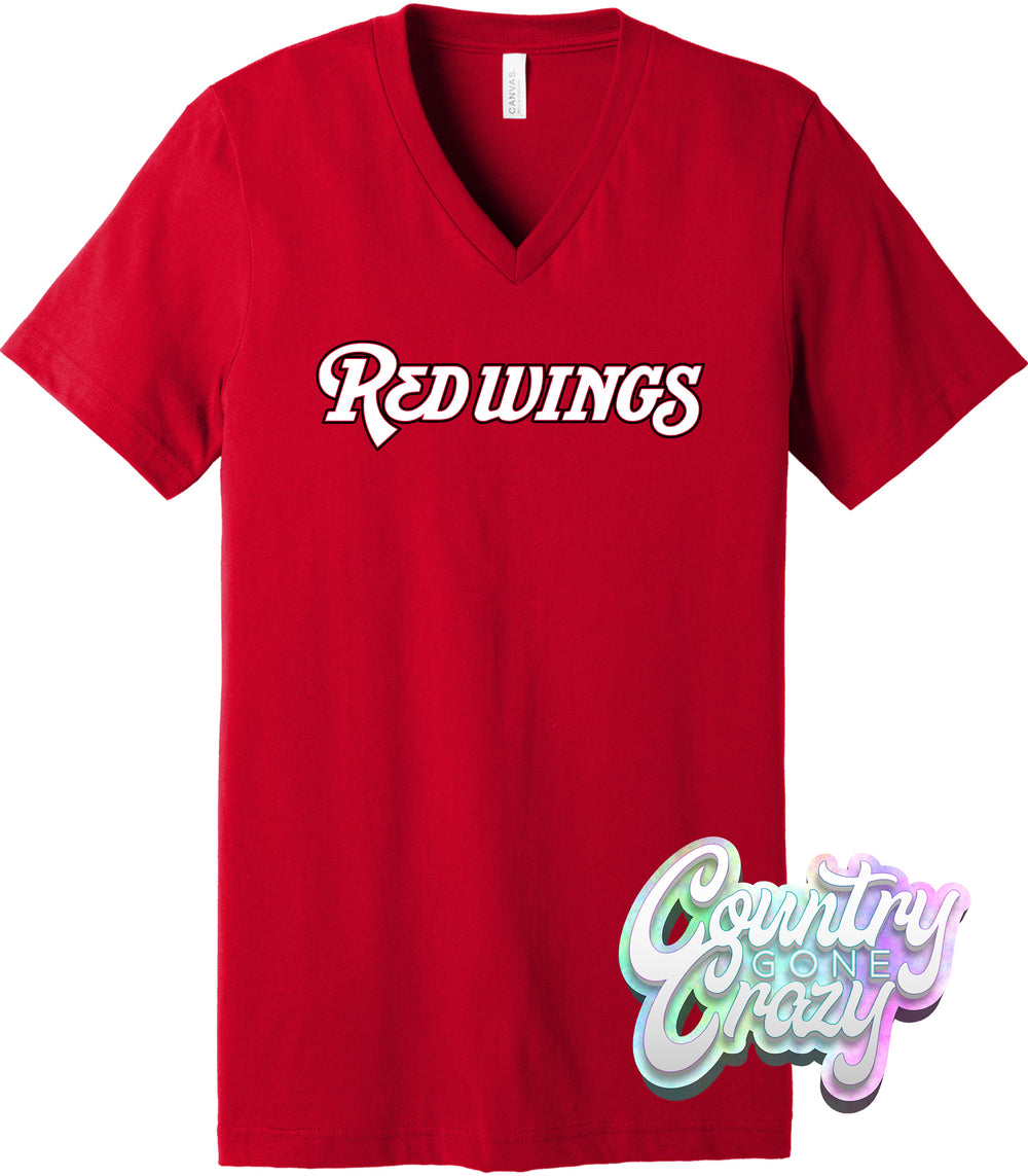 Red Wings Bella Canvas V-Neck-Bella + Canvas-Country Gone Crazy