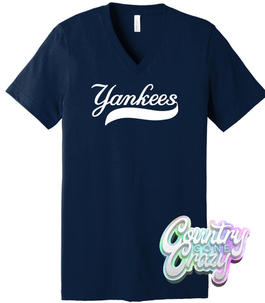 New York Yankees Bella Canvas V-Neck-Bella + Canvas-Country Gone Crazy