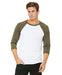 Adult Raglan - White Body with Heather Olive Sleeves-Bella + Canvas-Country Gone Crazy