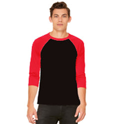 Adult Raglan - Black Body with Red Sleeve-Bella + Canvas-Country Gone Crazy