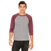 Adult Raglan - Grey Body with Maroon Triblend Sleeves-Bella + Canvas-Country Gone Crazy
