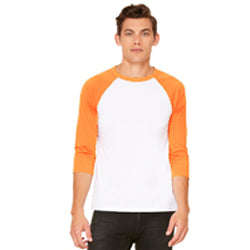 Adult Raglan - White Body with Neon Orange Sleeves-Bella + Canvas-Country Gone Crazy