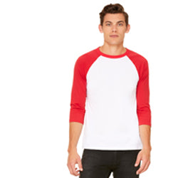 Adult Raglan - White Body with Red Sleeves-Bella + Canvas-Country Gone Crazy