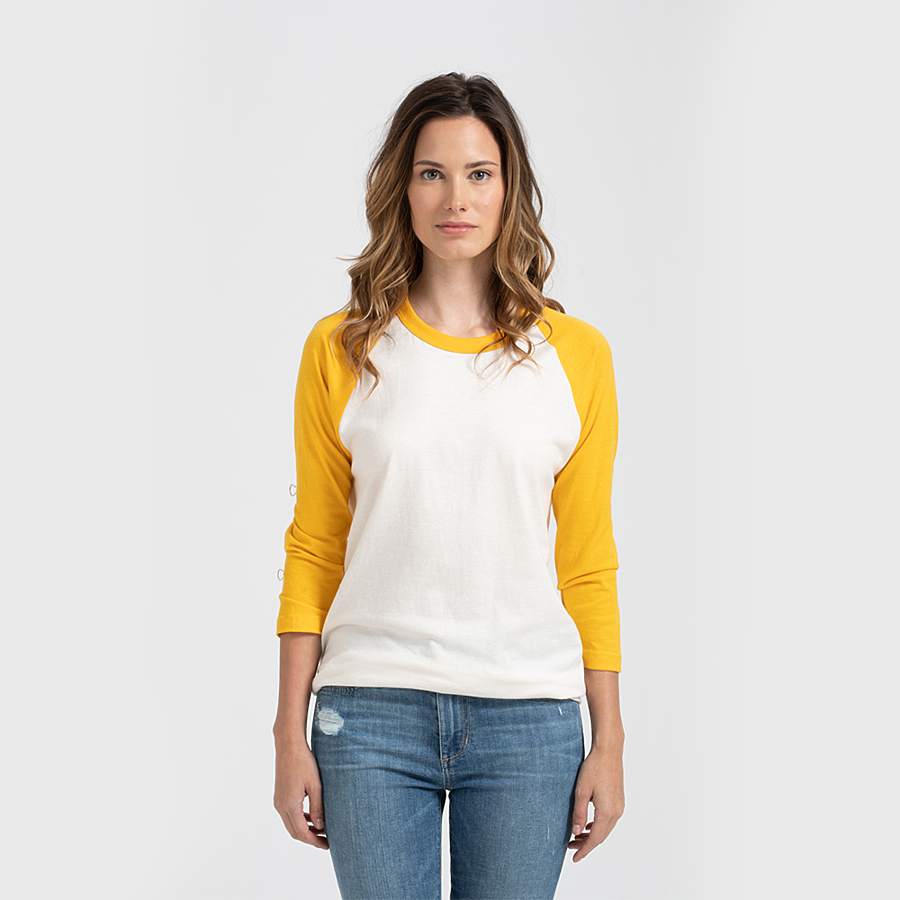Adult Raglan - Mellow Yellow Sleeves with Vintage White Body-Tultex-Country Gone Crazy