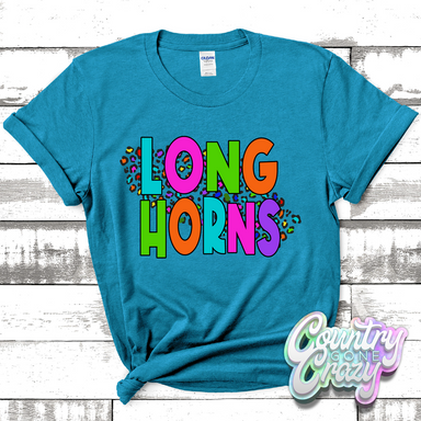 Longhorns Colorful Leopard T-Shirt-Country Gone Crazy-Country Gone Crazy
