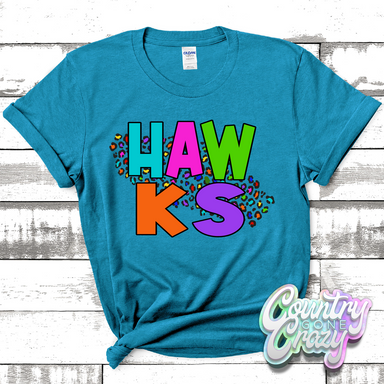 Hawks Colorful Leopard T-Shirt-Country Gone Crazy-Country Gone Crazy