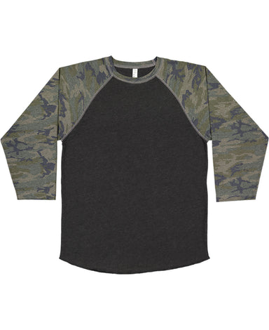 Youth Raglan - Vintage Camo Sleeve with Vintage Smoke Body-LAT-Country Gone Crazy