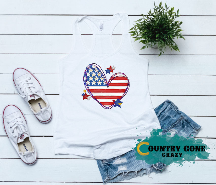 HT993 • Amercan Flag Heart-Country Gone Crazy-Country Gone Crazy