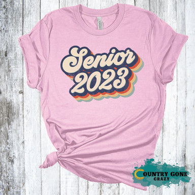 Retro Senior 2023 - Bella Canvas Heather Bubble Gum-Bella + Canvas-Country Gone Crazy