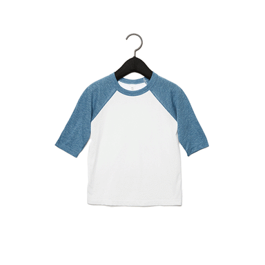 Toddler Raglan - Denim Sleeve with White Body-Bella + Canvas-Country Gone Crazy