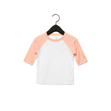 Toddler Raglan - Peach Sleeve with White Body-Bella + Canvas-Country Gone Crazy