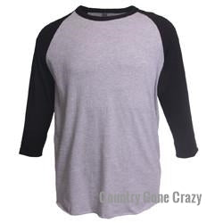Adult Raglan - Black Sleeves with Heather Grey Body-Tultex-Country Gone Crazy