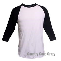 Adult Raglan - Black Sleeves with White Body-Tultex-Country Gone Crazy