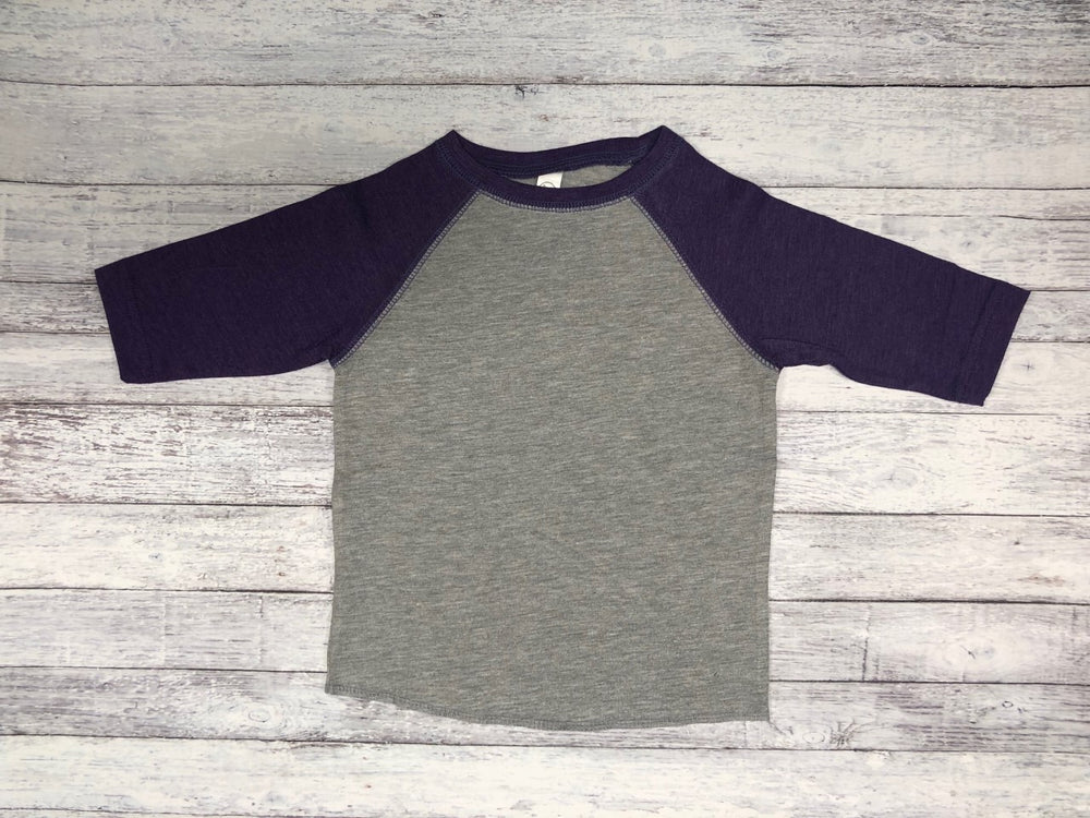 Toddler Raglan - Grey Body with Vintage Purple Sleeves-Rabbit Skins-Country Gone Crazy