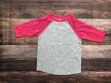 Toddler Raglan - Grey Body with Vintage Hot Pink Sleeves-Rabbit Skins-Country Gone Crazy