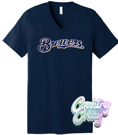 Milwaukee Brewers Bella Canvas V-Neck-Bella + Canvas-Country Gone Crazy